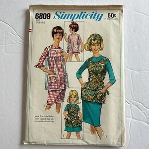 Simplicity Vintage 1960's Pattern #6809 Girls Clear Apron Size 6-8